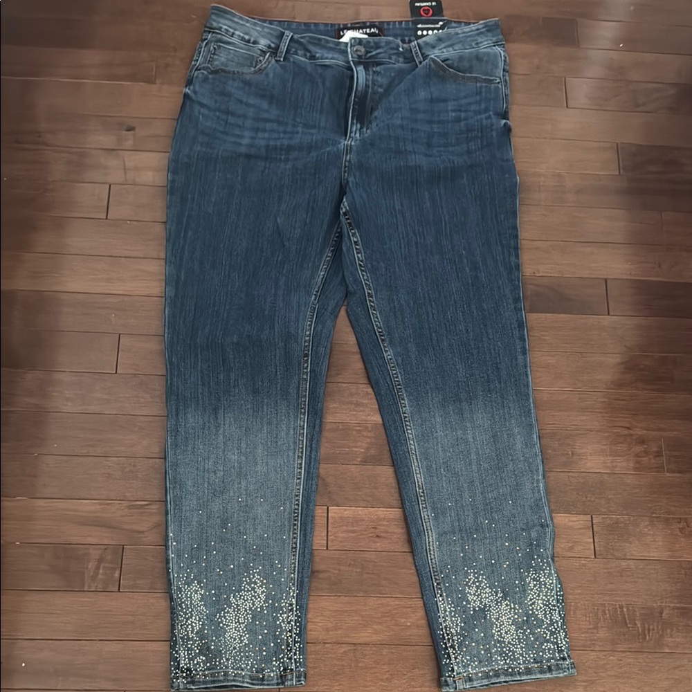 Le Chateau Blue Skinny Jeans with Silver Accents
